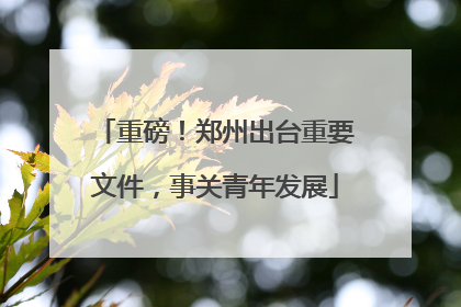 重磅！郑州出台重要文件，事关青年发展