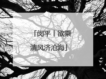 闵平丨欲乘清风济沧海
