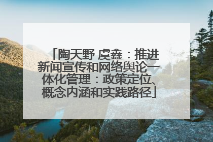 陶天野 虞鑫：推进新闻宣传和网络舆论一体化管理：政策定位、概念内涵和实践路径