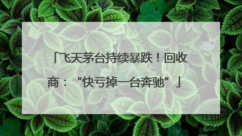飞天茅台持续暴跌！回收商：“快亏掉一台奔驰”