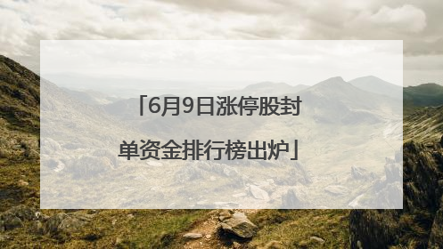 6月9日涨停股封单资金排行榜出炉