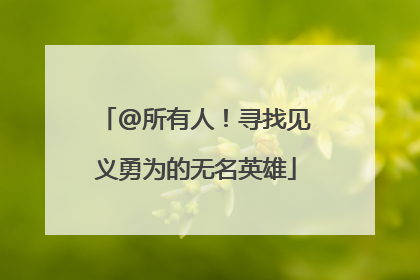 @所有人！寻找见义勇为的无名英雄